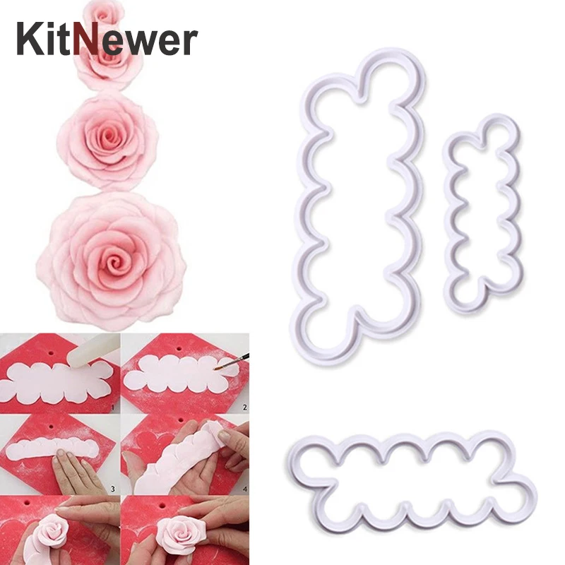 

WALFOS 3 piece Rose Flower Cookie Cutter Fondant Cake Decorating Tools Sugarcraft Biscuit Cutter for Kitchen Baking Tool
