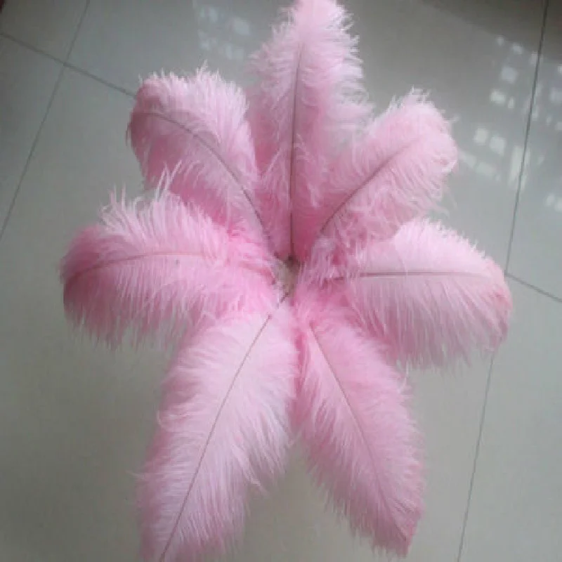 

Hot! Free shipping Wholesale 100 / lot pink ostrich feathers 16-18inches / 40-45cm DIY wedding Interior decorations