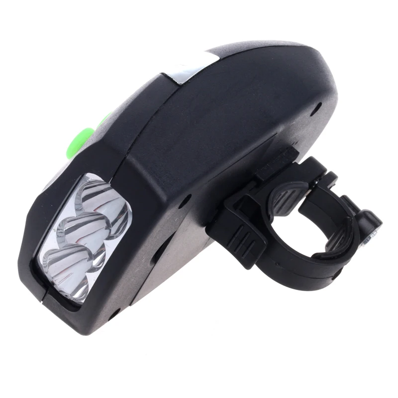 Excellent 3LED Bike Bicycle White Front Head Light Electronic Bell Horn Hooter Siren 2