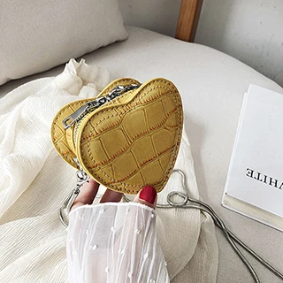 Модная женская дизайнерская сумочка из аллигатора, качественная женская сумка с сердечком, летняя мини-сумочка, милые женские сумки на плечо с цепочкой - Цвет: Цвет: желтый