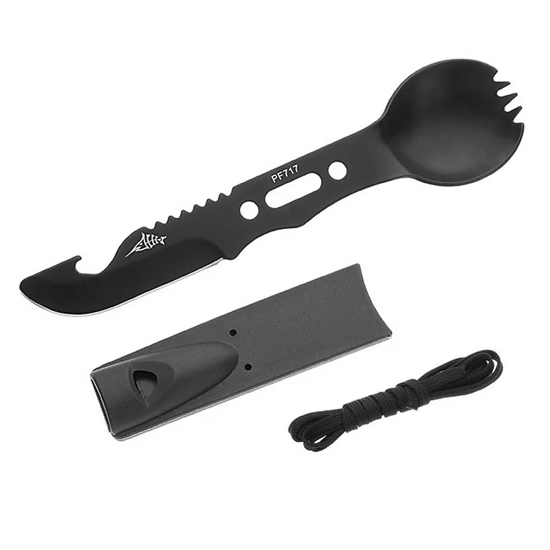 Camping Combo Tableware Survival Multifunctional Utensil Stainless Steel Emergency Survival Knife Fork Outdoor Kitchen Tools