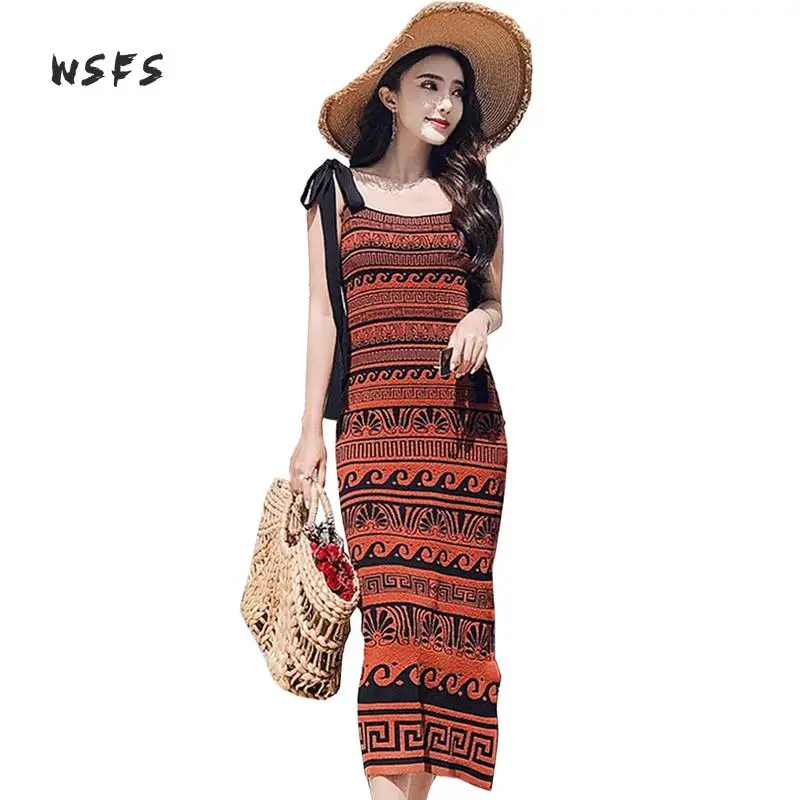 

Summer Black Pink Knitted Long Dresses Off Shoulder Spaghetti Strapless Women Dress Sexy Party Vintage Midi Sundress Vestidos