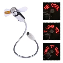 Adjustable Flexible USB Gadget Mini LED Light USB Fan Clock Desktop Message Display Cooler Cooling USB Fan High Quality