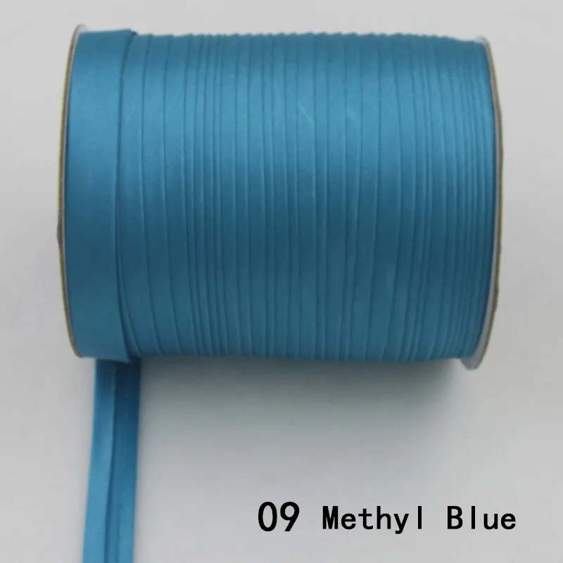 100 ярд полиэстер 5/"(15 мм) атласная косая лента косая Привязка сплошной цвет для пошив одежды «сделай сам» и обрезки - Цвет: 09   methyl blue