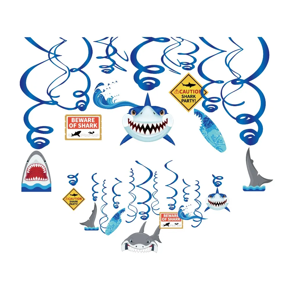 Голубая акула тематическая вечеринка на день рождения сувениры для детской вечеринки мультяшная Акула спиральный подвесной вихревое украшение для детского душа вечерние принадлежности XL078