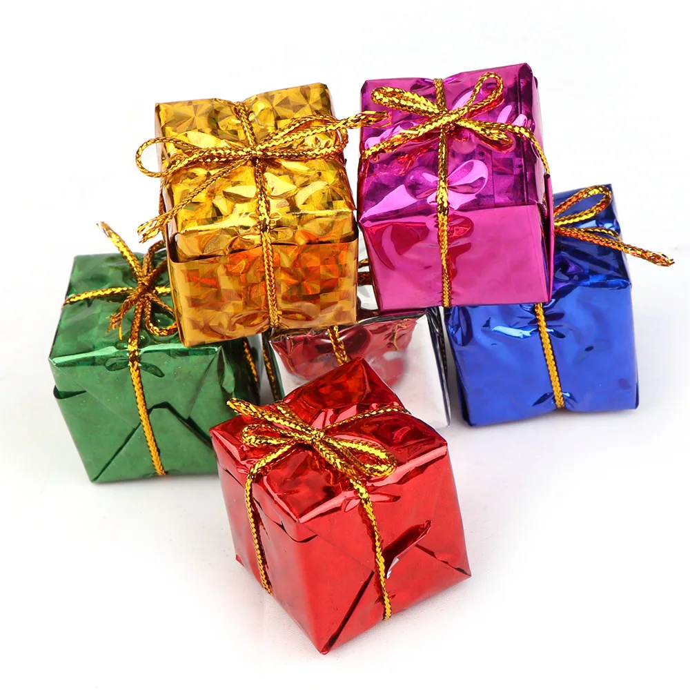 

12PC Christmas Mini Gift Box Christmas Tree Decorations Ornaments New-Year Decorations Hanging Ornaments Adornos 26mm
