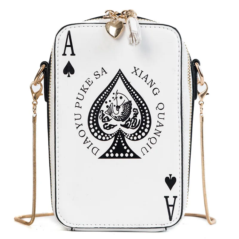 

New fun cartoon poker messenger bags for women box style party clutch bag female chain handbag ladies crossbody bags