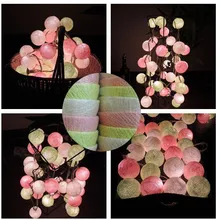 20 шт./компл. Гирлянда Свет Хлопок Шар Фея вечерние свадебные Декор патио дома свежий светло зеленый розовый белый смешивания C-010