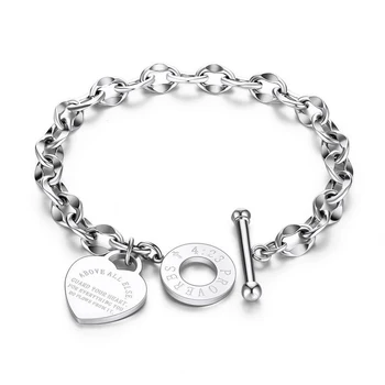 

Heart-shaped Bracelet Proverbs Pendant for Women Gift Metal Brand Tif DesignBracelets Fashion Female Gold Jewelry Gifts