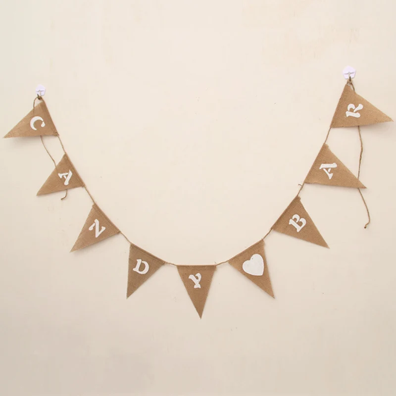

1pcs 2.8M 9 Flags Letter CANDY BAR Fabric Linen Flag Banner Wedding Party Decoration Home Birthday Festival Wall Deco Pennant