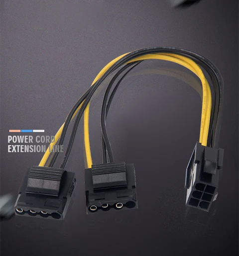 

Mining line 6 pin turn to 2pcs 4 pin connector power supply line for GPU Miner extend connectors 20cm long