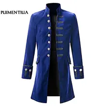 3XL мужской тонкий однобортный Длинный блейзер воротник стойка винтажная одежда лоскутные куртки плюс размер готический Блейзер masculino