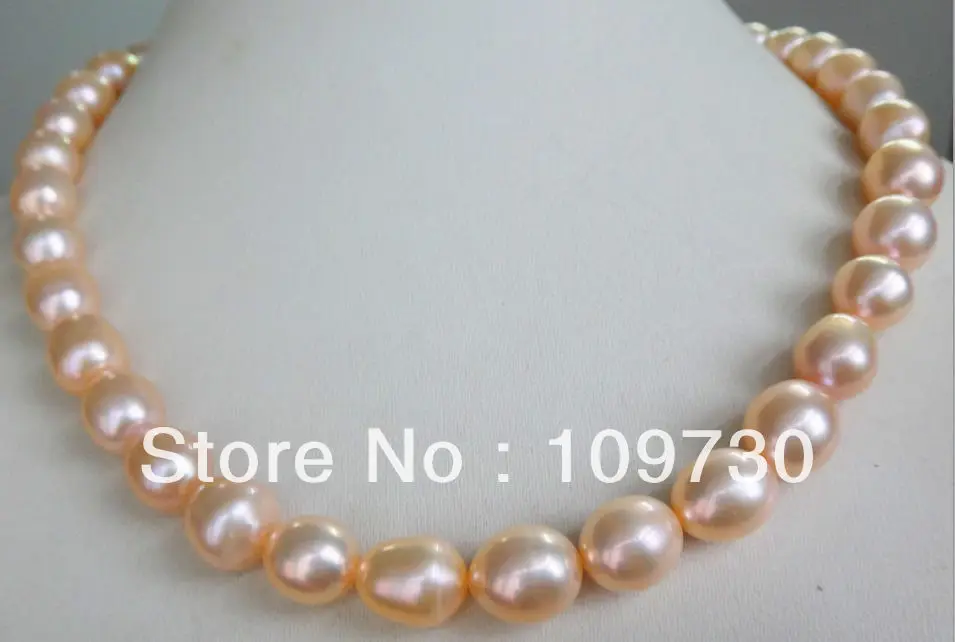 

Jewelry 00120895 HUGE NATURAL 18"10-12MM SOUTH SEAA GENUINE GOLD PINK DROP PEARL NECKLACE 14KGP AAA