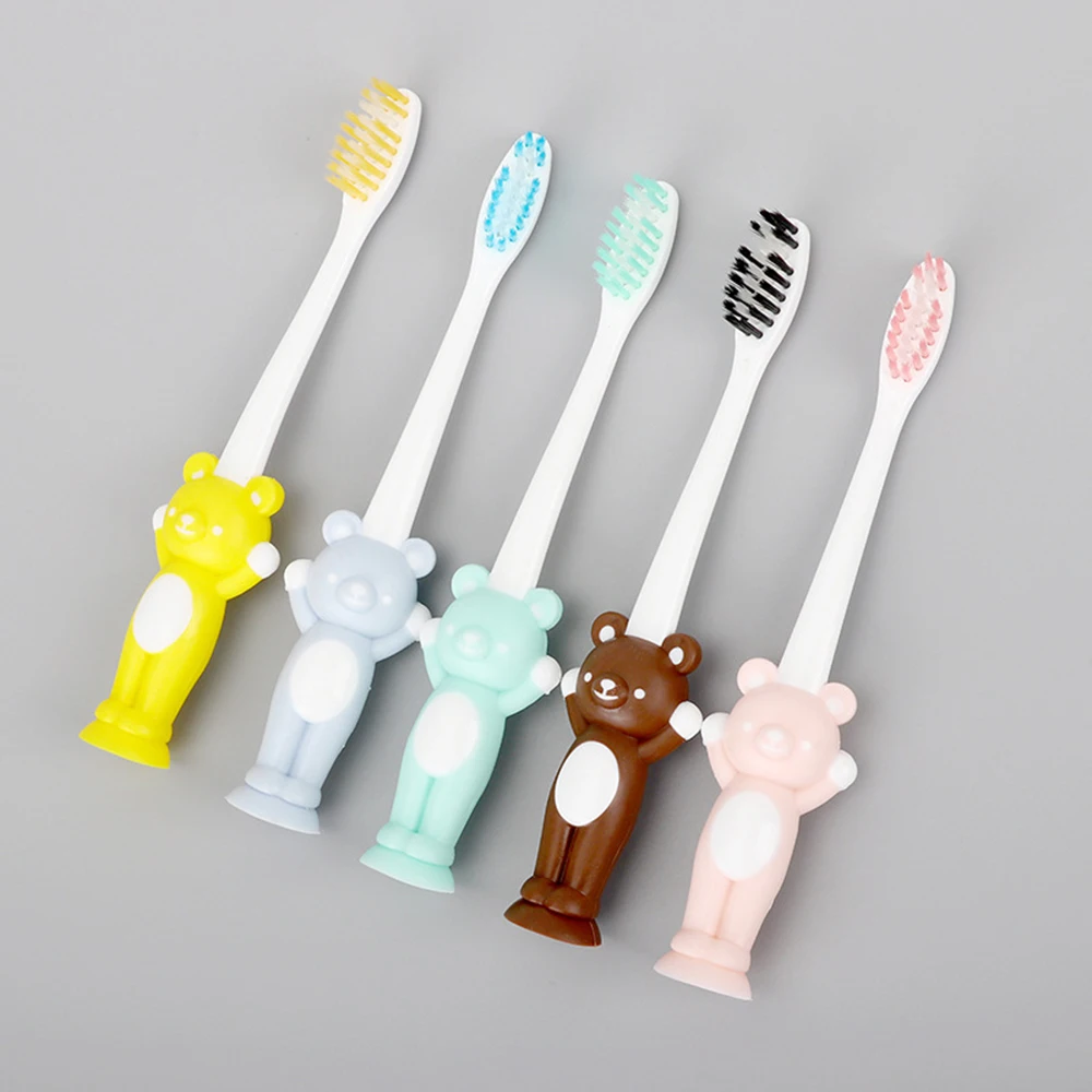 Комплект детской одежды из 4 предметов с мягкой щетиной гигиенические Зубная щётка для зубов детей мультфильм обучение зубные щетки Детские зубная щетка - Цвет: Small bear