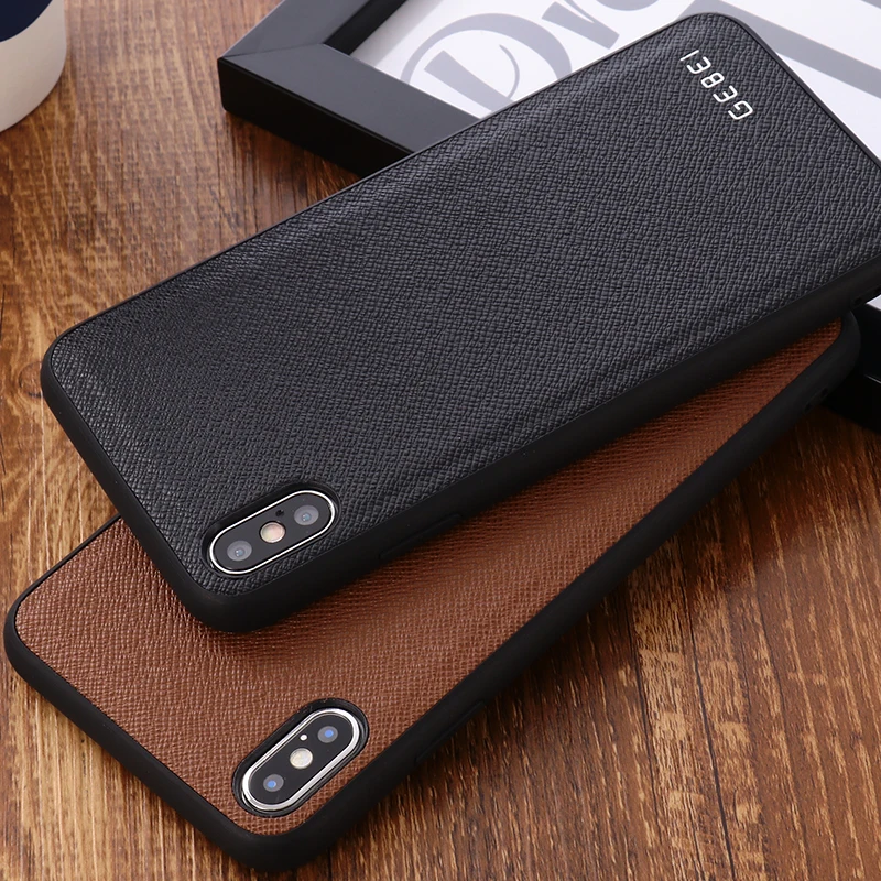 

For IPhone X Case Business Luxury Cowhide Leather Silicone TPU Soft Protection Back Cover for IPhone 7 8 Plus XS MAX XR Case