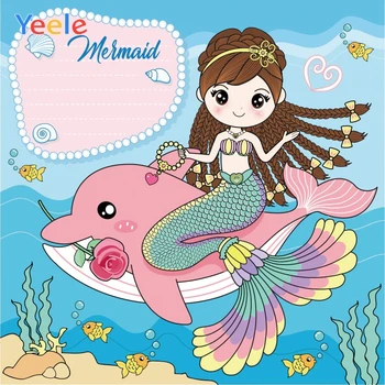 

Yeele Mermaid Riding Fish Pearl Necklace Seaweed Baby Photography Backgrounds Customized Photographic Backdrops for Photo Studio