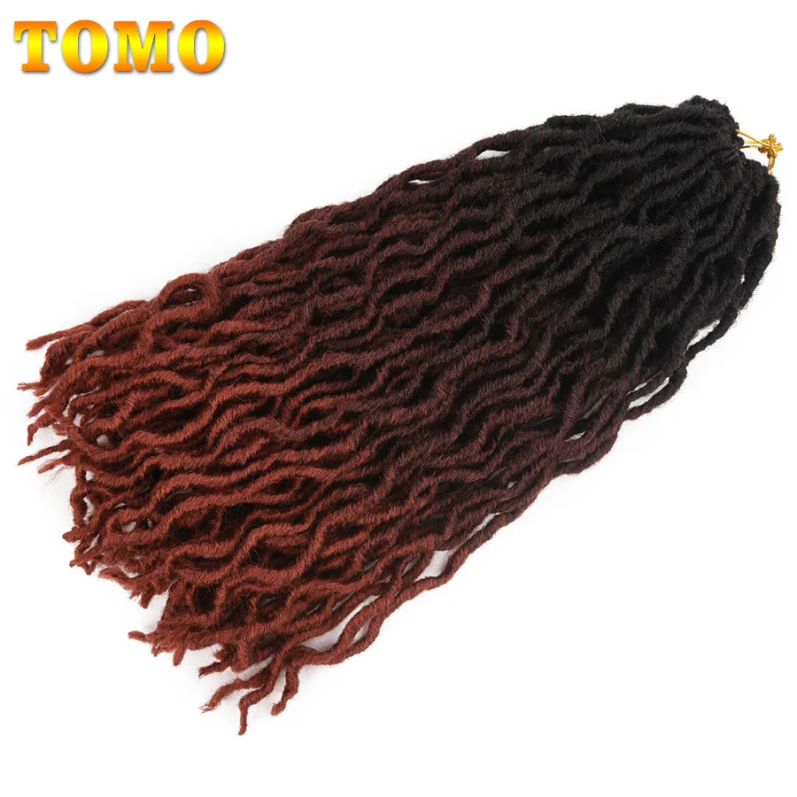 TOMO Ombre Faux locs кудряшки 18 дюймов 24 пряди Мягкие Синтетические накладки косички для волос натуральный красный черный коричневый