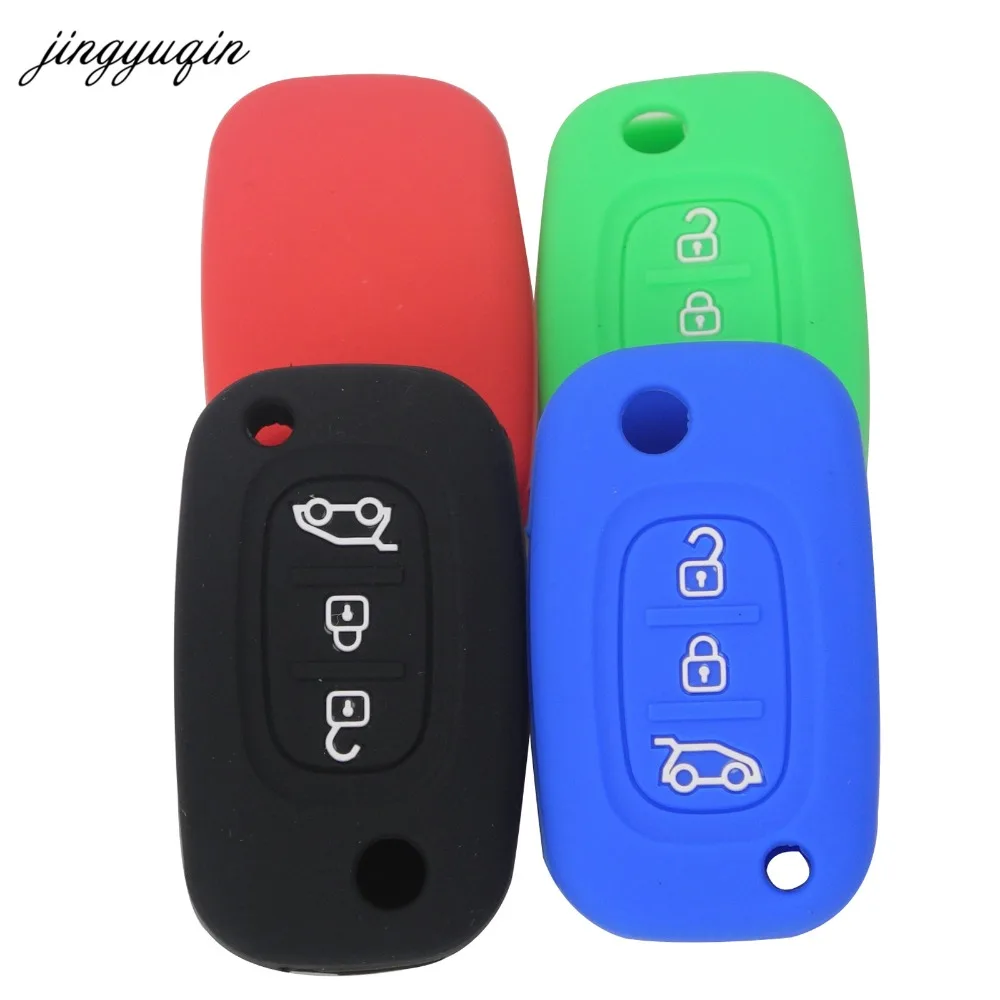 Keyforkess Cover chiave in Silicone per auto per Lada Renault Twingo Clio Master Kango fit Benz Smart Remote Flip Key Case Protector 3BTN 7 1DSwarehouse8632