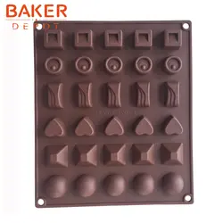 BAKER DEPOT 30 отверстий силиконовые формы для шоколада торт украшая инструменты желе формы сердце square CDSM-693