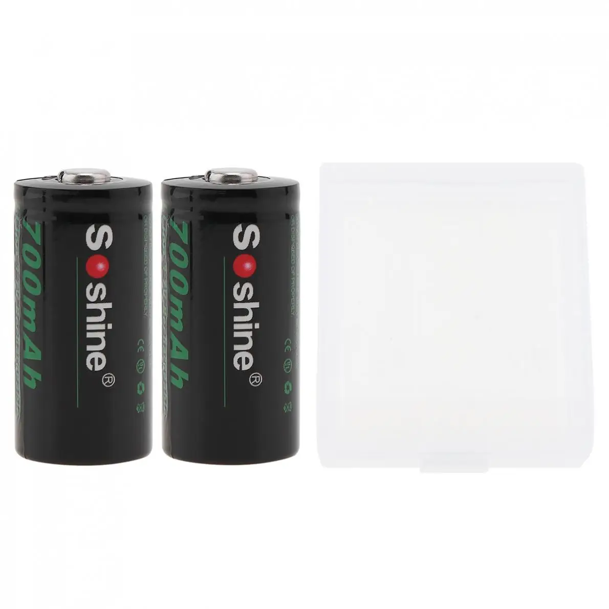 4 штук Soshine Li-Ion 700 mAh 3,7 V 16340 Перезаряжаемые battry литий-ионный CR123A Батарея + 2 батарейный отсек Коробка для хранения