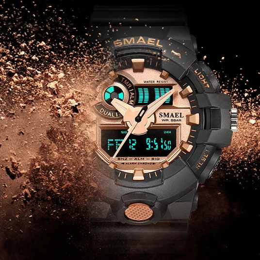 Cheap SMAEL Watch Men for Sports Quartz Wristwatches Digital LED Watch Alarm Gold S Shock Clocks1642 Sport Watches Man Water Resistant
