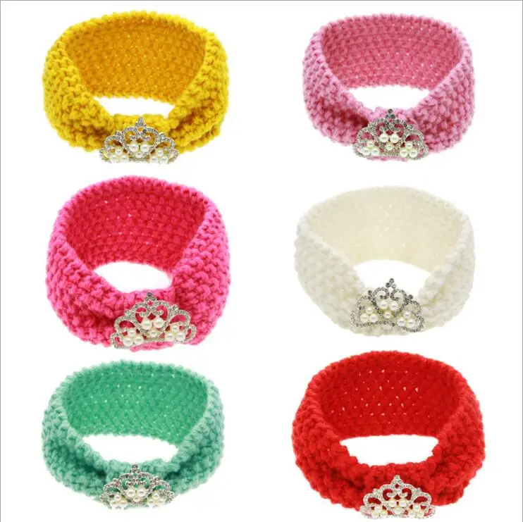 TWDVS Cute Headband Knit Knot Crown Headwear Flower Girls Hair Bands