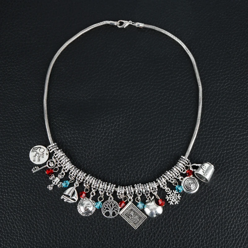 

HANCHANG Fashion Jewelry Once Upon a time Jewelry Necklace Many Small Accessories Pendant Necklace Vinage Necklace Women Gift