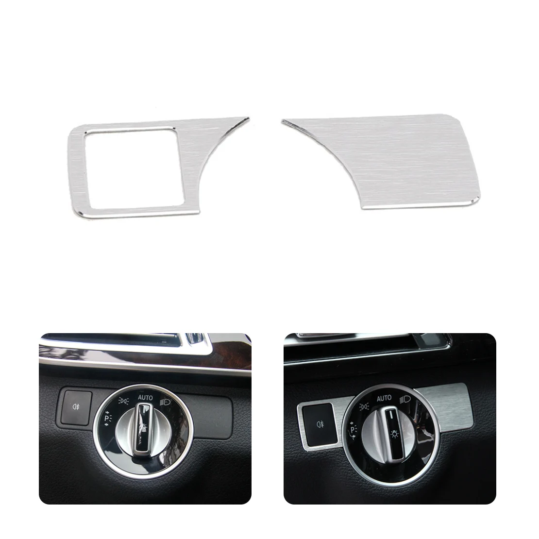 

beler Alu Headlight Switch Frame Trim Cover Interior Headlight Decorative Sequins for Mercedes BENZ W212 W218 E CLS ML Class