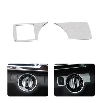 

beler Alu Headlight Switch Frame Trim Cover Interior Headlight Decorative Sequins for Mercedes BENZ W212 W218 E CLS ML Class