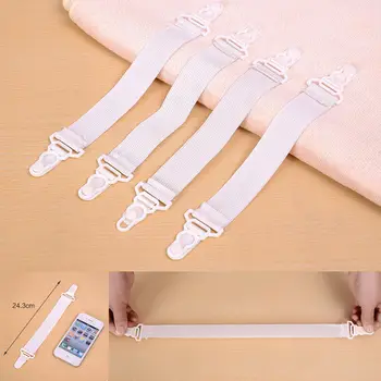 

4Pcs Bed Sheet Buckle Clip Blankets Holder Elastic Fastener Gripper White Sheet Slip Retainer Fixed Sheet Corners