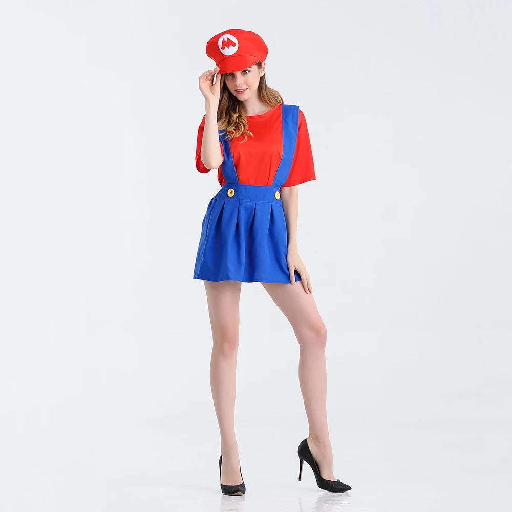On Sale Halloween Costumes Women Super Mario Luigi Brothers Plumber