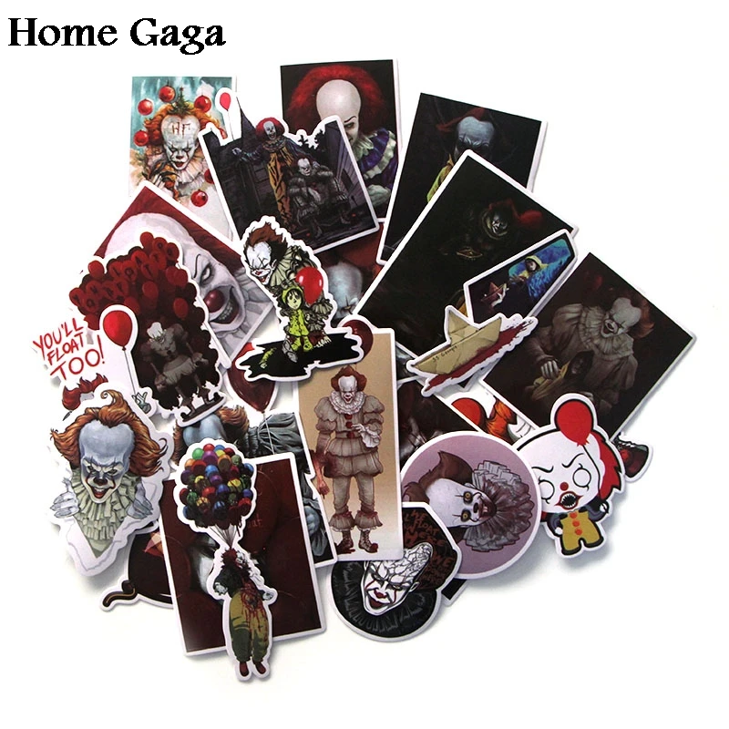

Homegaga 24pcs Stephen King's IT Sticker for Laptop Skateboard Motorcycle Home Decoration Styling Vinyl Decals Cool DIY D1193