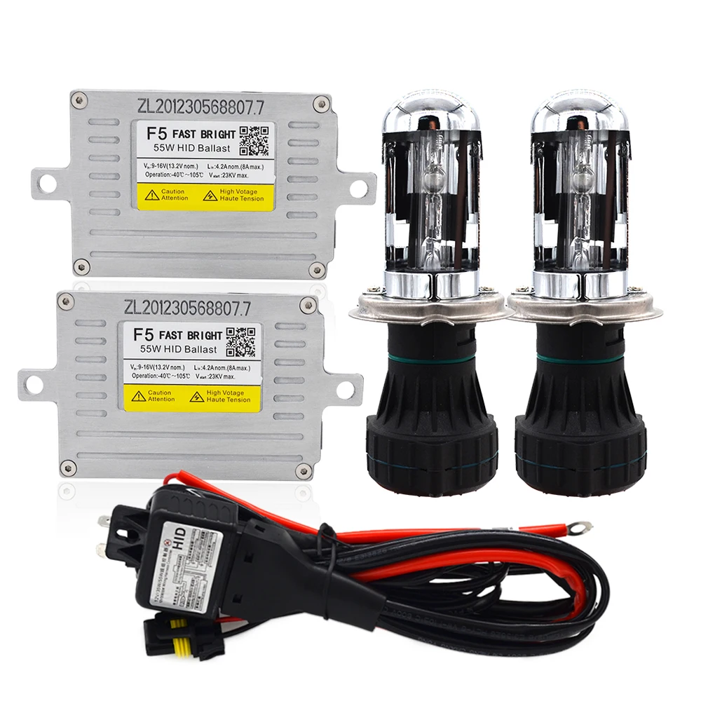 SKYJOYCE 55 Вт комплект фар H4 Bixenon HID Fast Bright 4300K 6000K Cnlight Hi/Lo лампа DLT F5 с быстрым