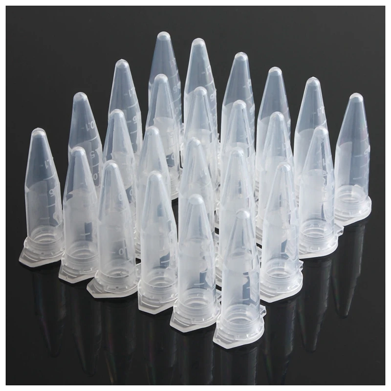 

100PCS 1.5ml Lab Mini Plastic Test Tube Centrifuge Vial Snap Cap 42x11mm Clear