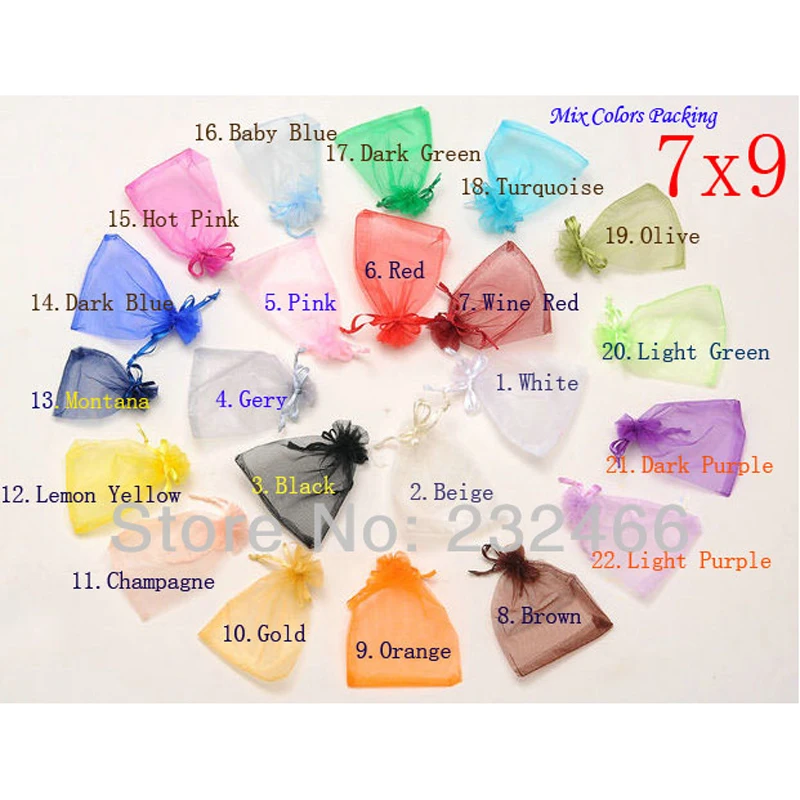 

Random Mix Colors Jewelry Packing Drawable Organza Bags 7x9cm,Wedding Gift Bags & Pouches,50pcs/lot