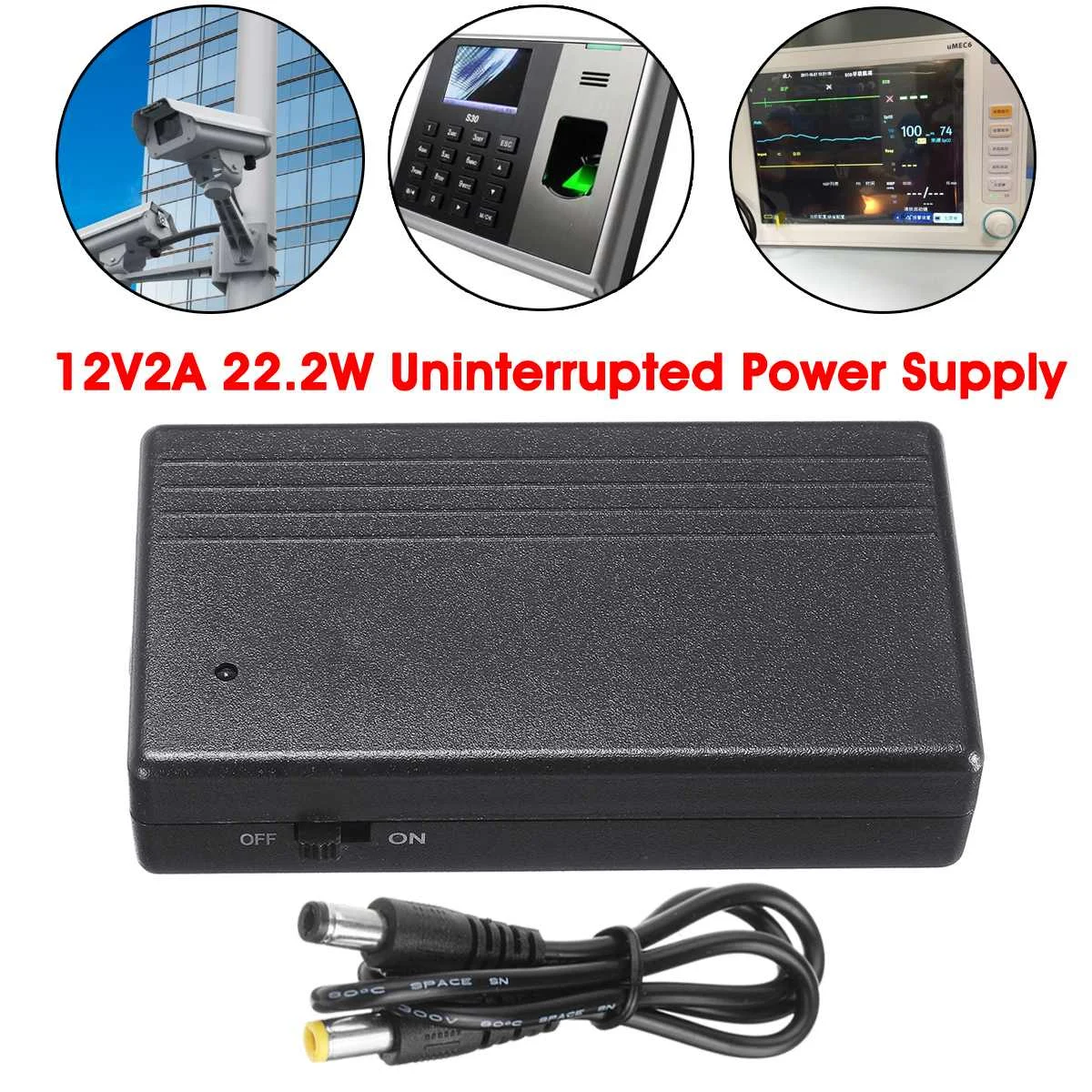 

Becornce 12V 2A 22.2W 1Pc Black Portable Security Standby Battery Multipurpose Mini UPS Uninterrupted Power Supply Backup Power