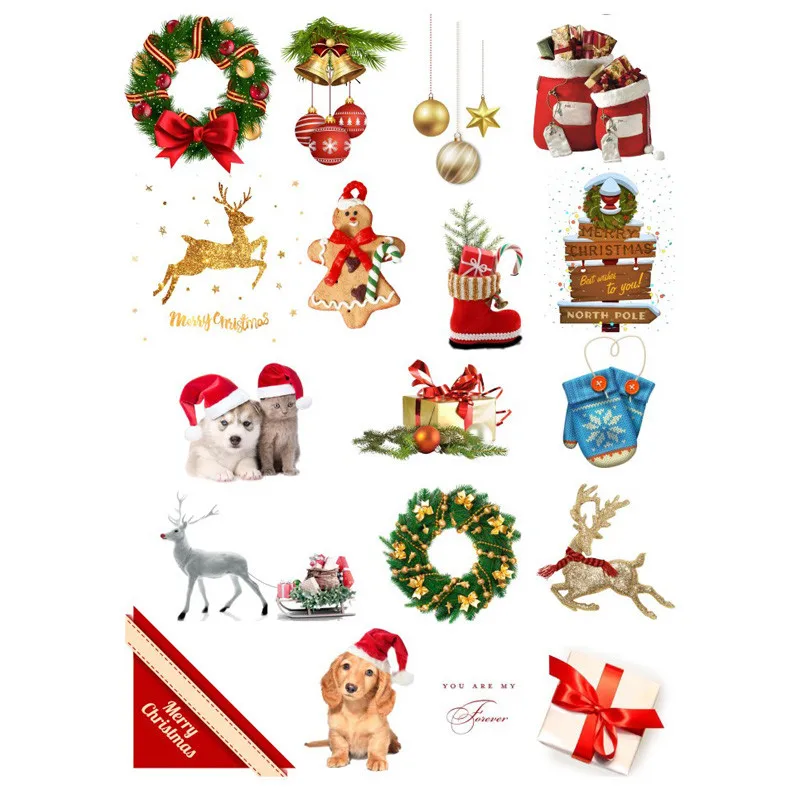 

2 PCS Christmas Holiday Gift Label DIY Decor Scrapbooking Bullet Journal Stationery Stickers Planner Post It Paper Diary Sticker