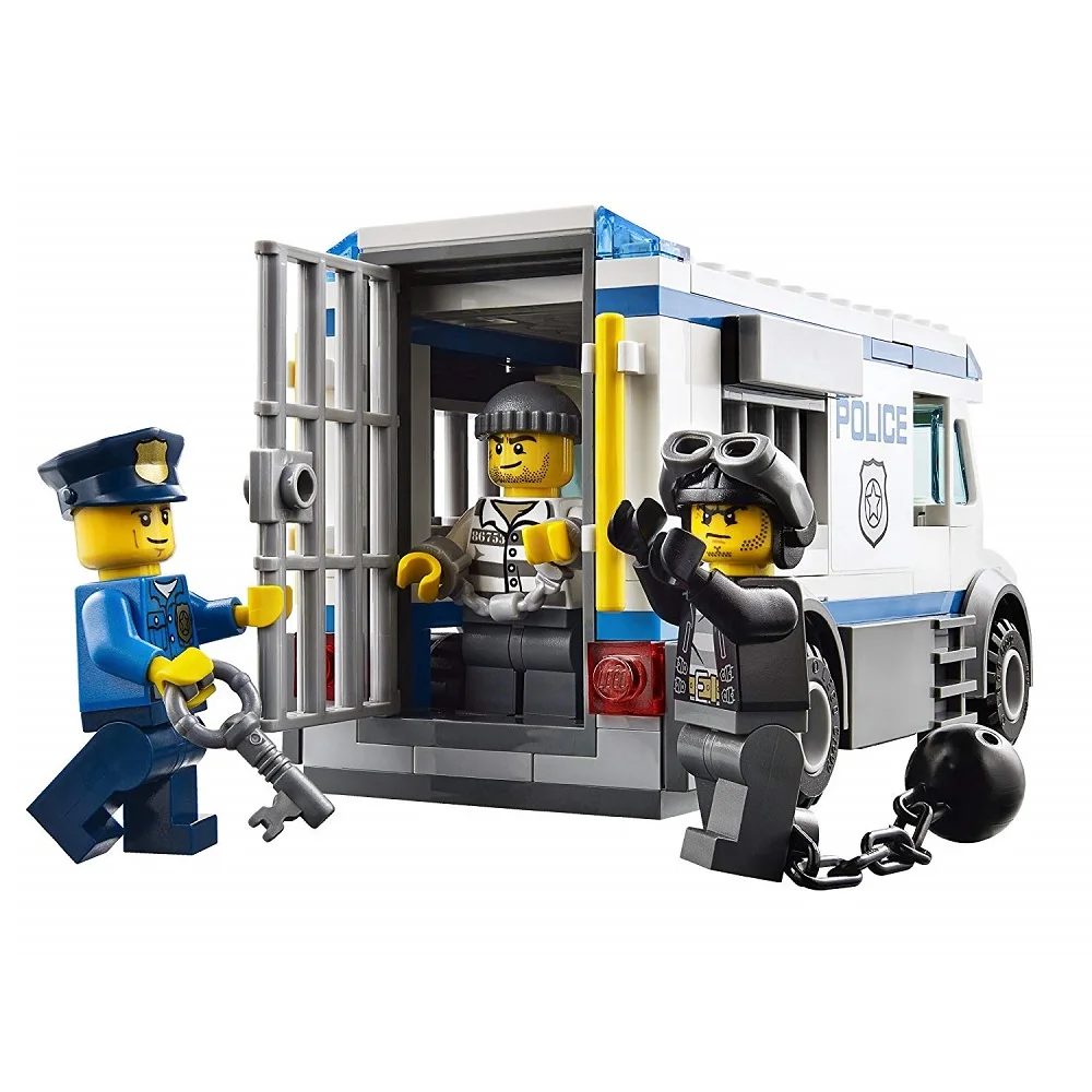 Billig 198Pcs Gefangenen Transporter Kompatibel Legoe Stadt Polizei 60043 Bausteine spielzeug für Kinder Bricks Modell Kind Geschenk