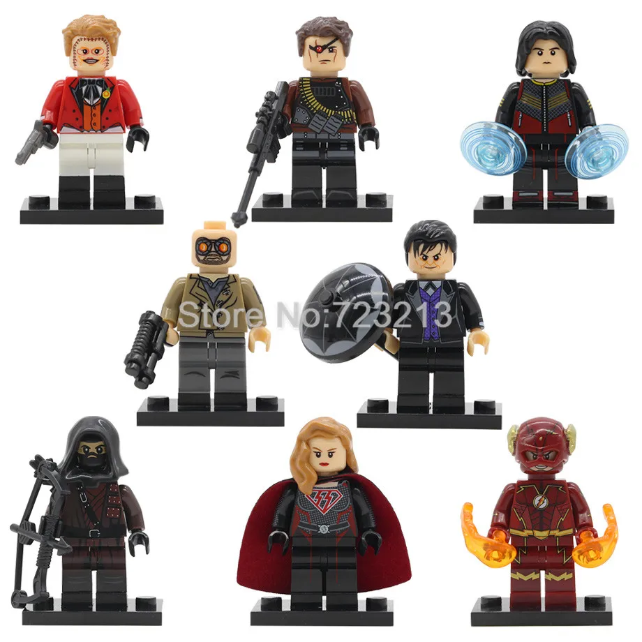 

The Flash Figure Super Hero Dark Archer Over Girl Penguin Joker Heat Wave Deadshot Vibe Building Blocks Brick Model Toys X0188