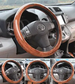 

Free Shipping New Wood Grain Leather Steering Wheel Covers Comfortable Car Steering Wheel Cover Fits 38cm Car Accessories
