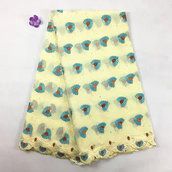 

New arrival African Swiss voile lace high quality cotton lace 1003 embroidery Nigerian wedding dress dry lace with stones