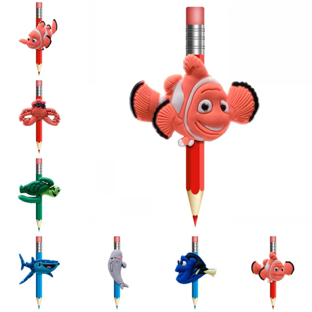 

1Pcs Finding Nemo Cartoon Figures Pencil Topper Caps Pens Accessories students Supplies Pencil Grip Pen Holders Kids Gifts