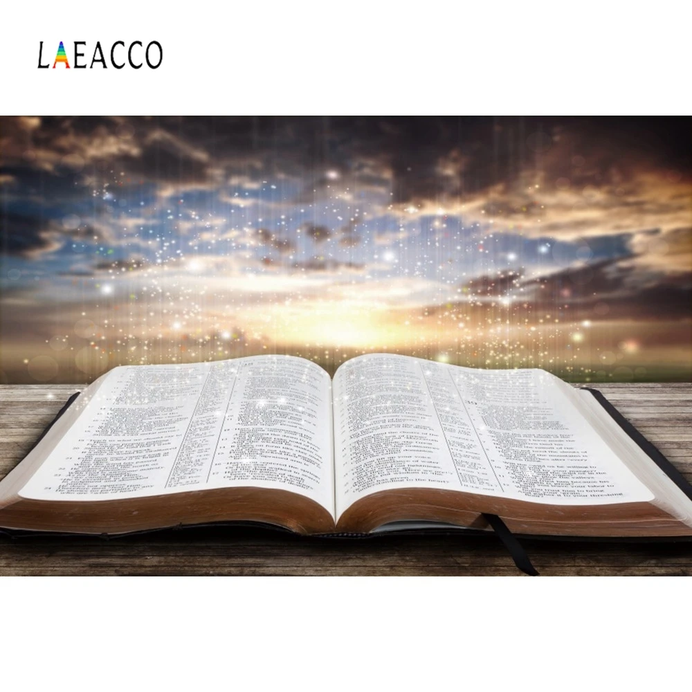 

Laeacco Holy Bible Dark Clouds Light Bokeh Religion Photography Backgrounds Customized Photographic Backdrops For Photo Studio
