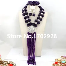 Королевский синий/Золотой нигерийские бусы ручной работы комплект ювелирных изделий Модный комплект украшений в африканском стиле