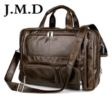 J.M.D 100% Genuine Vintage Leather Men’s Briefcase Laptop Bag Big Size Hand Business Bag Coffee 7289
