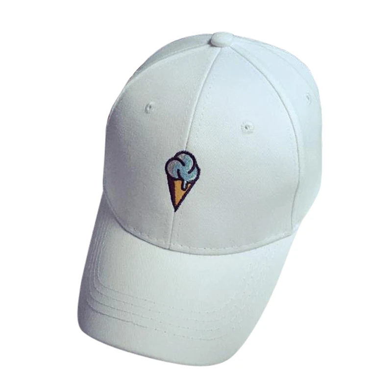 LASPERAL Ice Cream Embroidery Baseball Caps 3 Colors Women Cotton Hat