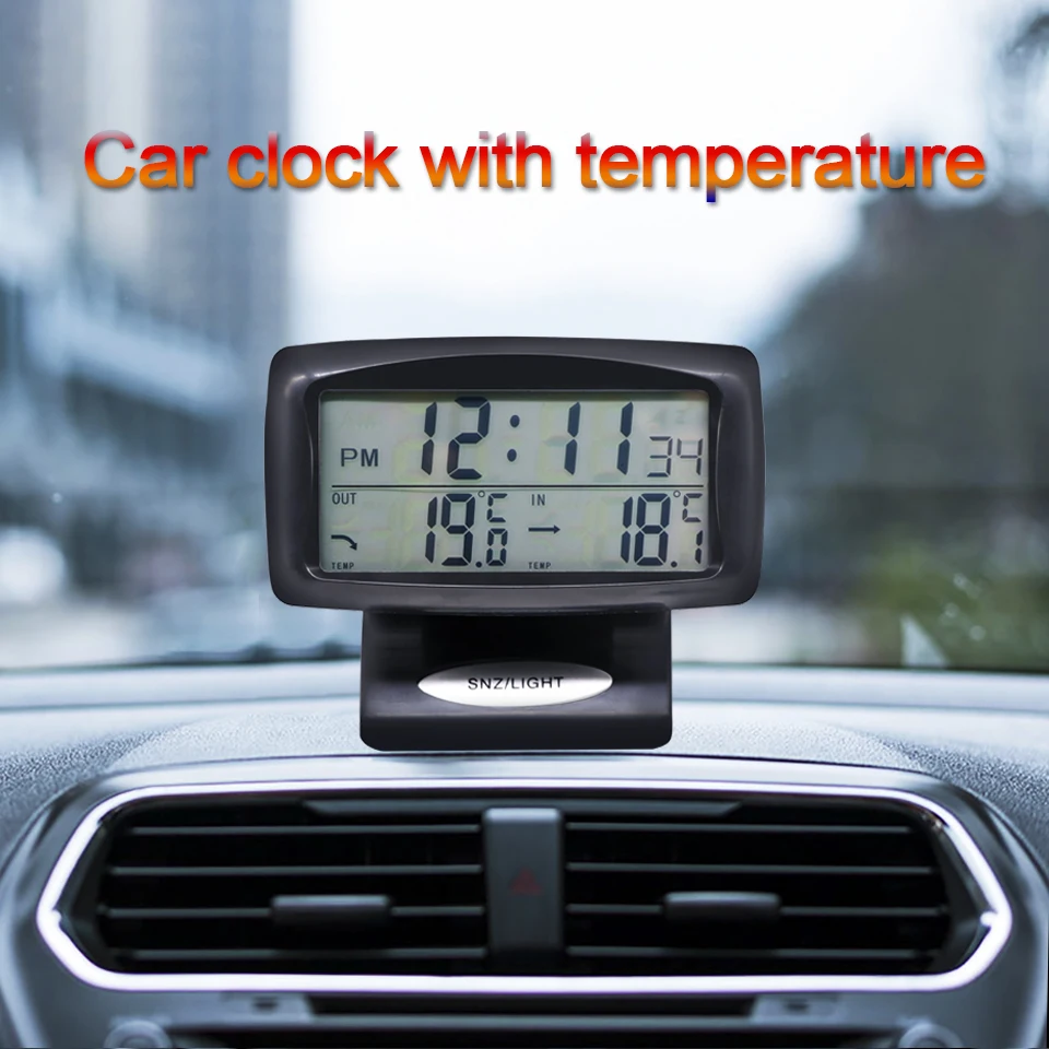

LOEN New Arrival Auto Digital Clock Car Thermometer Hygrometer Decoration Ornament Mini Clock In Car-Styling For Universal Cars