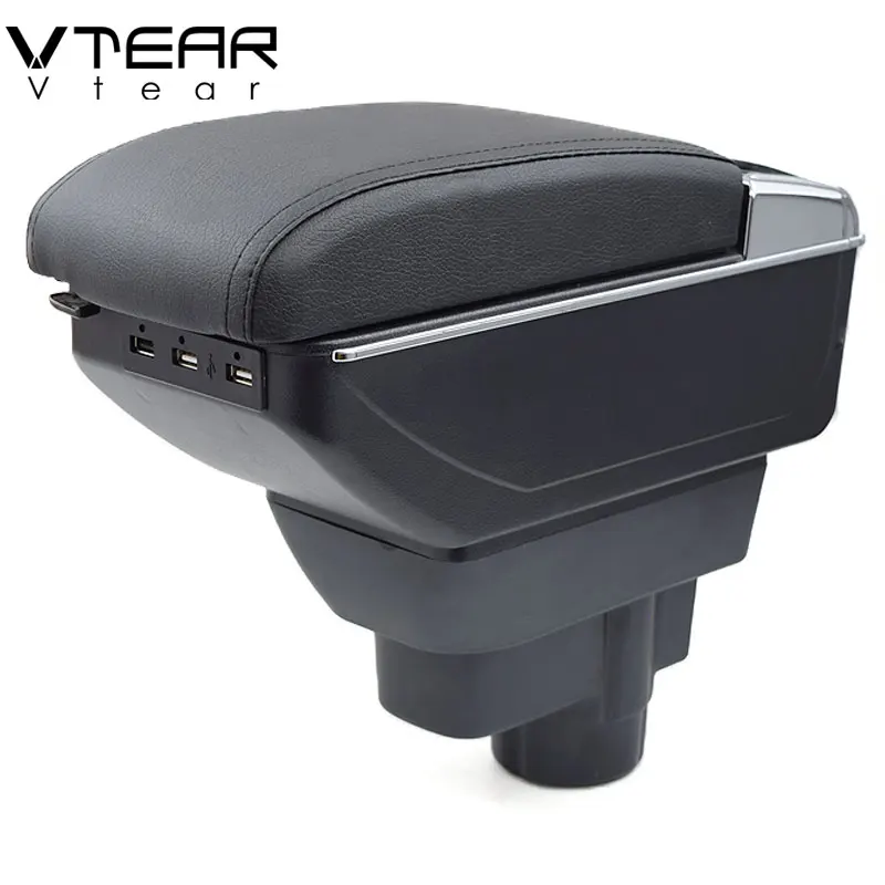 

Vtear For Opel Corsa accessories armrest box center console ABS storage box cup holder interior leather arm rest car-styling car