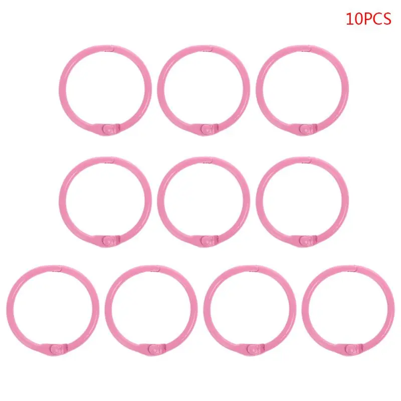 10 шт. металлическое кольцо для переплета с отрывными листами, обручи для книг, альбомы сделай сам, школьные офисные принадлежности, ремесло - Цвет: Розовый