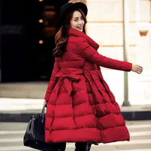 Европейский стиль 90% белая парка на утином пуху зимняя куртка женская юбка плащ пальто толстое длинное модное пальто Женская WUJ0734